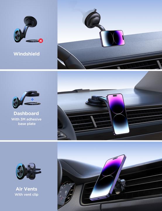 Immagine prodotto Joyroom Porta cellulare magnetico per auto per cabina di pilotaggio, cruscotto nero (JR-ZS366)