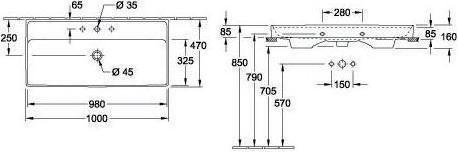 Image du produit Villeroy & Boch V&B Lavabo suspendu COLLARO 1000x470mm avec lavabo à hauteur d'épaule, blanc C (470 mm, 1000 mm)