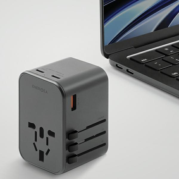 Actual product image Energea ład. siec. 1xUSB+2xUSB-C PD-PPS-QC 3.0 65W 1A2C adapter 4w1 US/UA/EU/UK szary/gunmetal Trave (65 W)