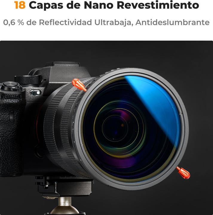 Image du produit K&F Concept 52MM 2 en 1 CPL+Variable ND2ND32 Filtre à lentille 18 couches traité bleu, sans croix noire (Série