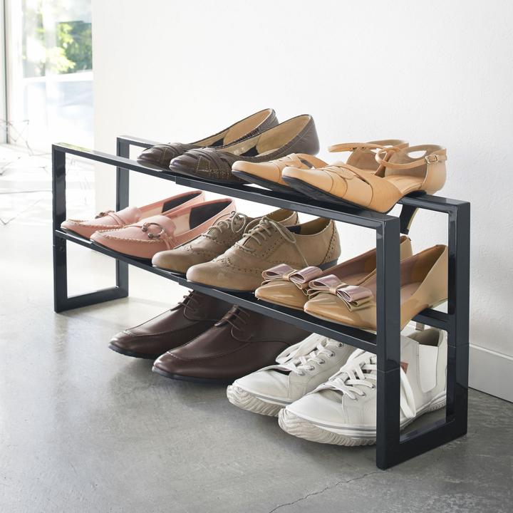 Productafbeelding Yamazaki 2-delig uitschuifbaar schoenenrek LINE (38 x 15 x 30 cm)