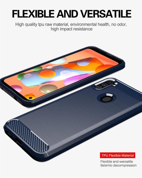 Produktbild Cadorabo TPU Ultra Slim carbon edelstahl Kombi Cover (Samsung Galaxy A11, Samsung Galaxy M11)