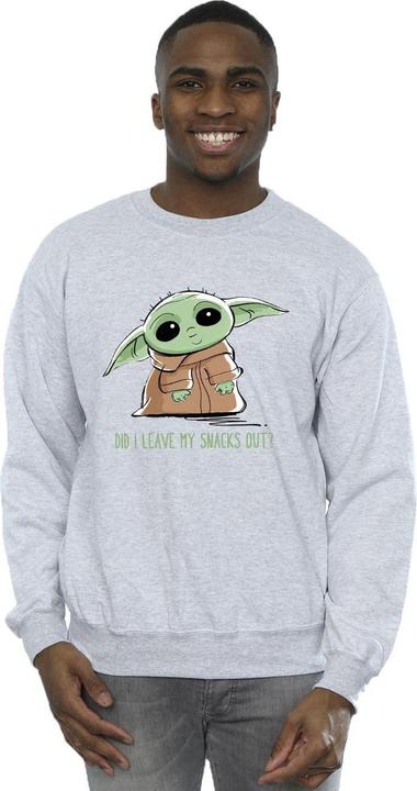 Actual product image Star Wars Mens The Mandalorian Grogu Snacks Meme Sweatshirt (XL)