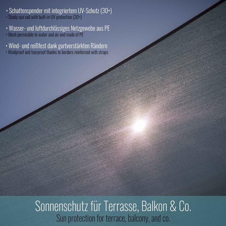 Image du produit Toboli Voile d’ombrage Triangulaire 3,6x3,6x5,1m Protection Vent Soleil UV 30+ Auvent Jardin Balcon