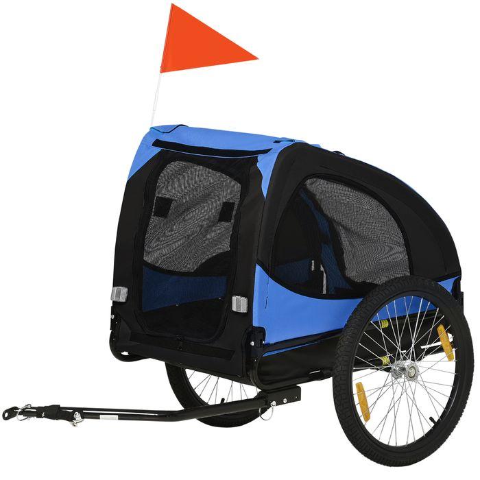 Swisshandel24 Hundeanhänger, klappbarer Hunde-Fahrradanhänger, Kunststoff, Stahl, Blau