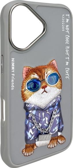 Produktbild Mocco Nimmy case iPhone 16 6.1" gray Glasses Cool Cat (Apple iPhone 16)