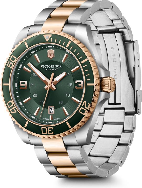 Immagine prodotto Victorinox Maverick, Orologio subacqueo, Orologio da uomo, 43 cm, Quadrante verde, Bracciale in acciaio (Orologio sub, 43 mm)