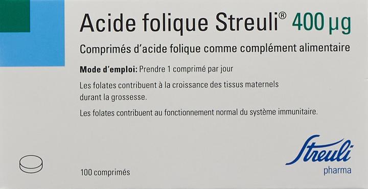 Nutritional values and ingredients Streuli Pharma Folic acid (1 Piece, Pills, 30 g)