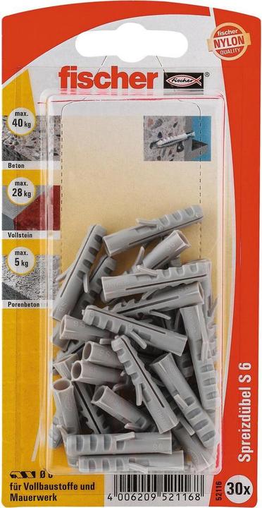 Immagine prodotto Fischer 45485 Tappo di nylon S 6 NV (30 pz.)