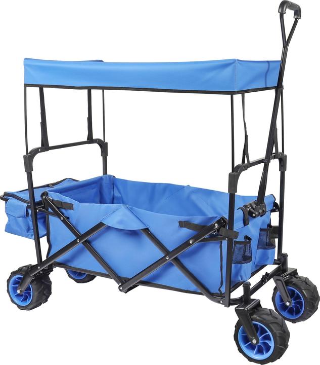 Actual product image Toboli Foldable Handcart with Canopy, Big Loading Space & Compartments for Off-Road Use
