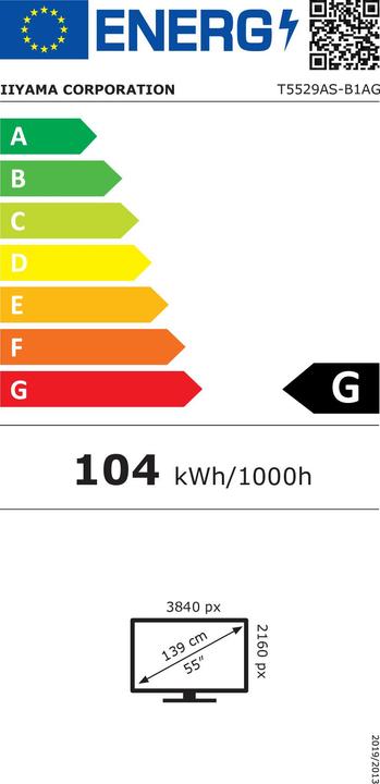 Energie-Label iiyama LFD ProLite T5529AS-B1AG (3840 x 2160 Pixel, 54.60")