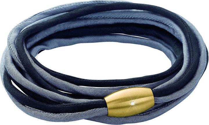 Actual product image Xen Silk bracelet grey/black with diamond magnetic clasp Lengths to choose from (53 cm, Silk and stainless steel)