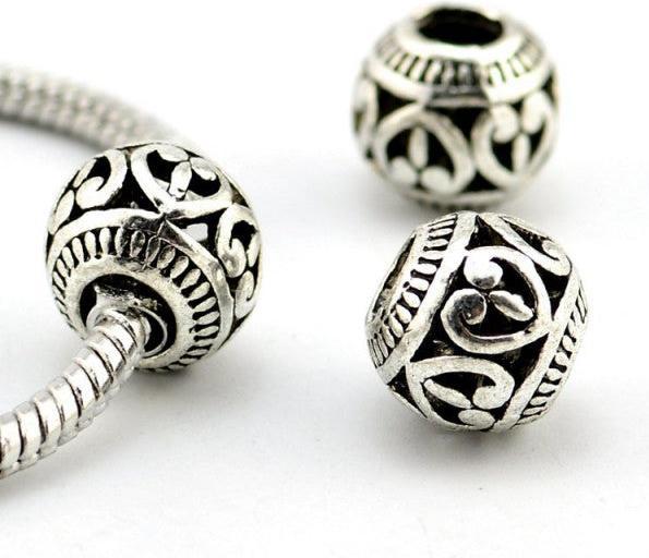 Hermex Herz Bead Perle - Silbrig (Zink-Legierung)