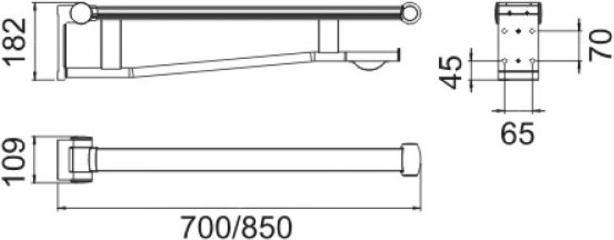 Actual product image Keuco Folding support rail WC PLAN CARE 700mm, chrome-plated/light grey 700 mm, chrome-plated/light grey