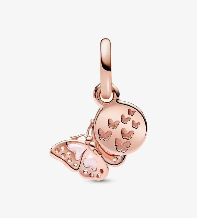 Image du produit Pandora Papillon rose & phrase Double Charm (Métal doré à l'or rose)