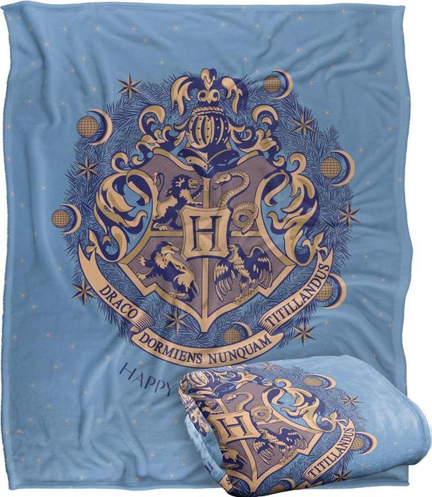 Produktbild Decke Happy Christmas Hogwarts Wappen (152 x 127 cm)
