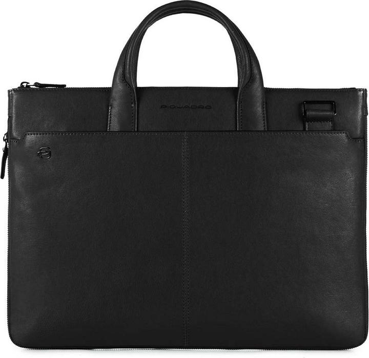 Piquadro Laptoptas Black Square Leer - zwart
