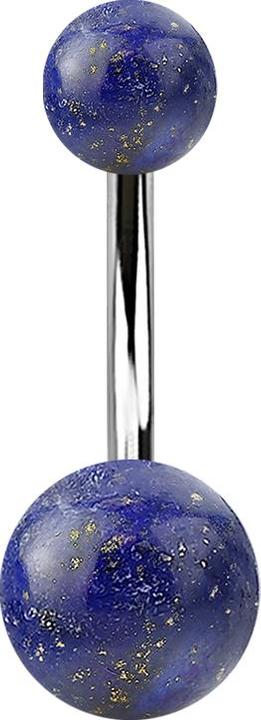 Immagine prodotto Star Piercing Banana in argento con due sfere di sodalite (senza ottone, Acciaio chirurgico 316L, Mnerale)