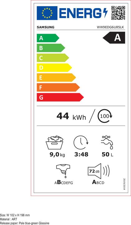 Energie-Label Samsung WW6400D, Waschmaschine, SuperSpeed 39', AI Ecobubble™, 1-9 Kg, EEK:A (-10%) (9 kg, Links)