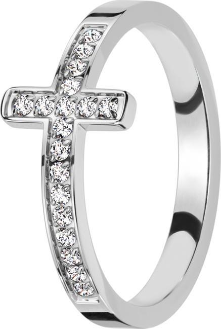 Star Piercing Ring silber Kreuz mit Kristallen silber (Chirurgenstahl 316L, ohne Messing)