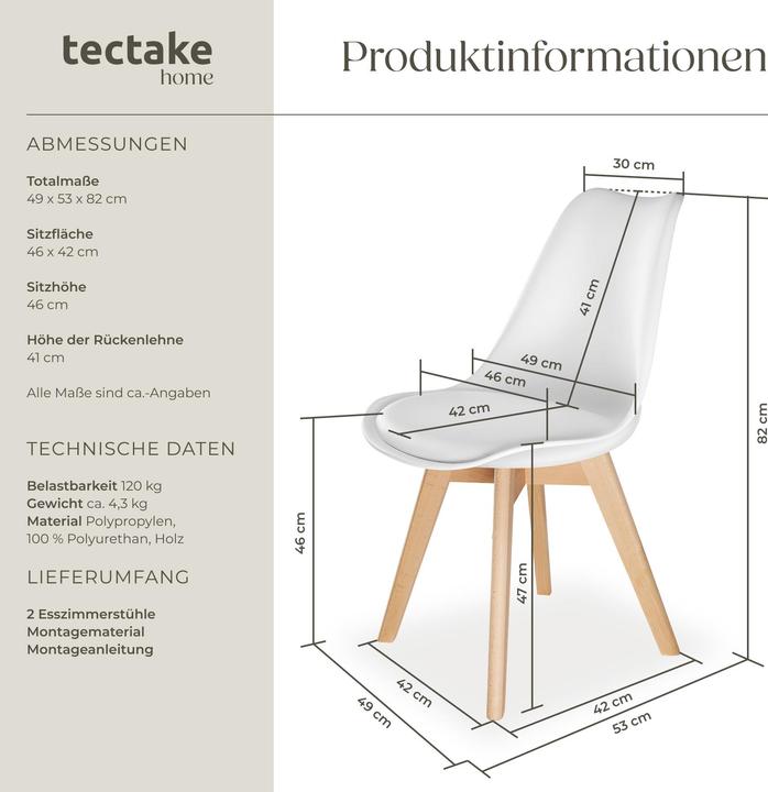 Produktbild tectake Esszimmerstühle Friederike
