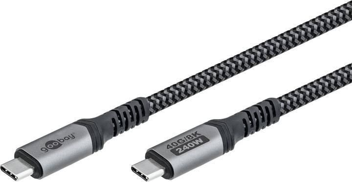 Image du produit Goobay Câble USB-C avec gaine textile, USB4, 240 W, 40 Gbit/s, Power Delivery, 0.5 m, noir, gris (0.50 m, USB 4.0)