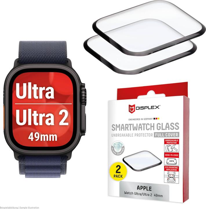 Produktbild Displex Full Cover Schutzfolie, Full Cover Watch Glass, Doppelpack