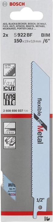 Produktbild Bosch Professional Zubehör Säbelsägeblatt S 922 BF, Flexible for Metal, 2er-Pack