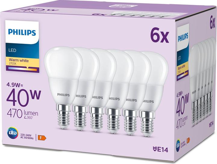 Produktbild Philips LED Lampe (E14, 4.90 W, 470 lm, 6 x, F)