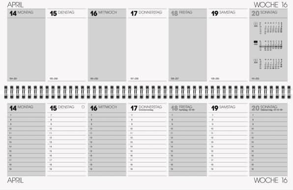 Image du produit Glocken Calendrier journalier 42x13,7cm 1 semaine/2 pages gris Calendrier 2025