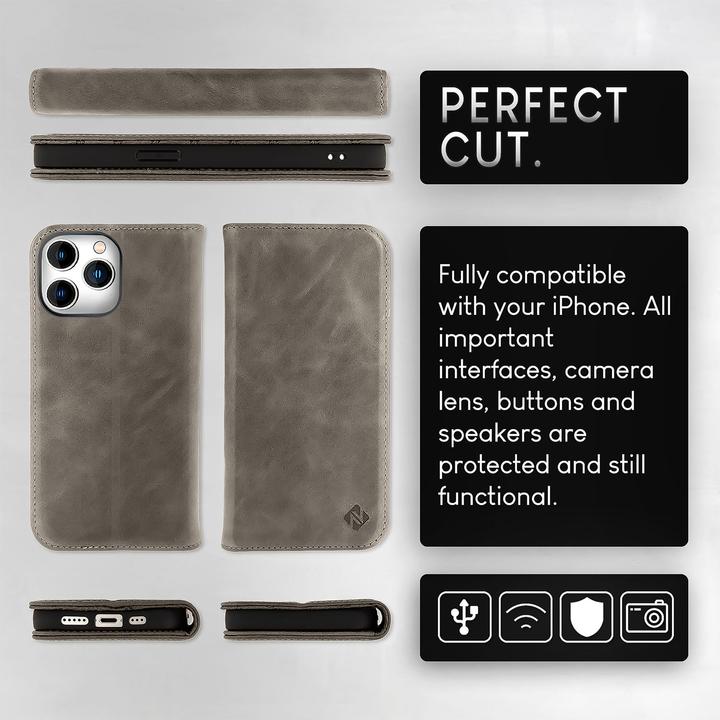 Actual product image Nalia Genuine leather flip case cover with magnetic fastener (Apple iPhone 15 Pro Max)