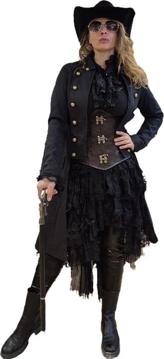 Marjo Ladies piratesque/admiral coat, black - Exclusive (3XL)