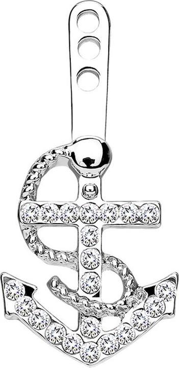 Star Piercing Ohrring Ear Jacket silber mit Kristallanker silber
