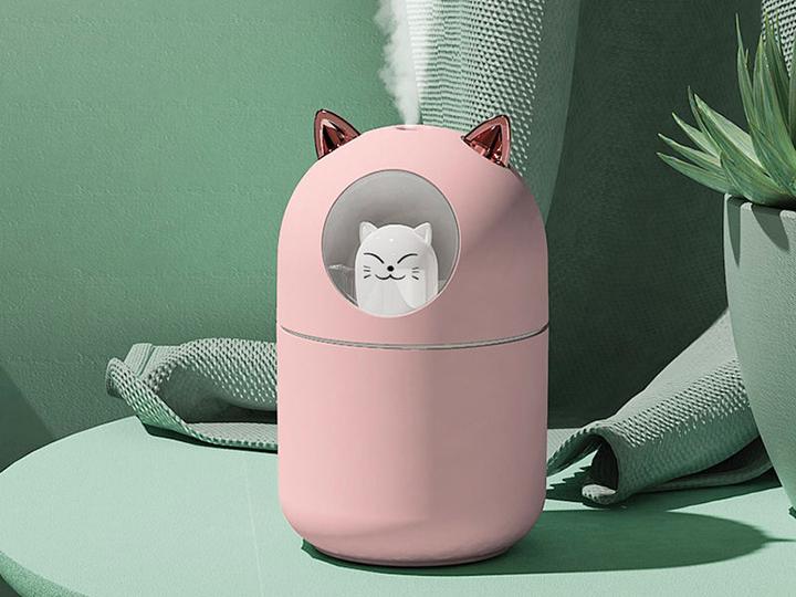 Produktbild VR Shinecon Nachtlicht Luftbefeuchter, Modell H2O Katze Rosa
