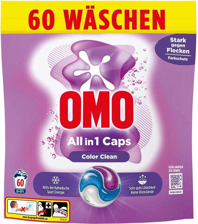 OMO Waschmittel Kapseln Color Clean 60 Stück (60 Waschgänge, Flüssigwaschmittel)