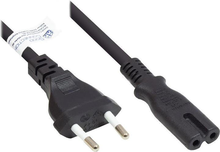 Produktbild Good Connections Euro-Netzkabel Euro-Stecker Typ C (gerade) an C7/Euro 8 Buchse (gerade), schwarz, 0,75 mm², 3 m, ® (3 m)