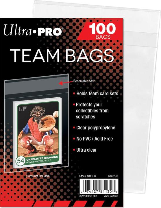 Actual product image Ultra Pro Team Bags Resealable Sleeves 100 pieces