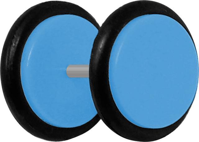 Star Piercing Fake Plug hellblau mit O-Ring (ohne Messing, Acryl)