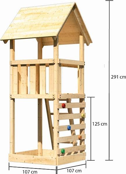 Produktbild Akubi Karibu Kinderspielturm Lott Fichte inkl. Kletterwand