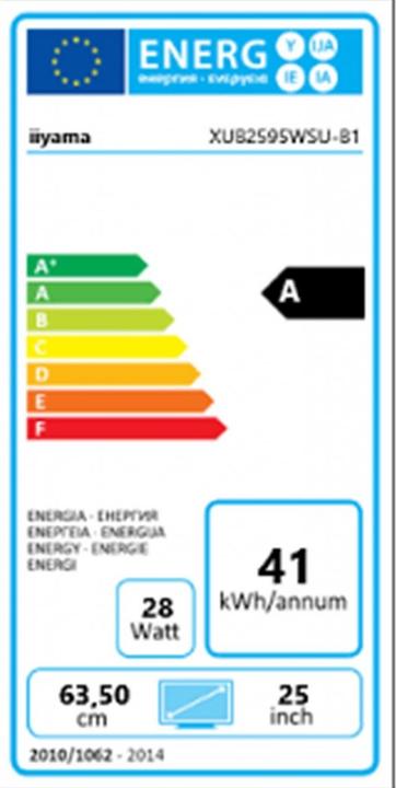Energie-Label iiyama ProLite XUB2595WSU-B1 (1920 x 1200 Pixel, 25")
