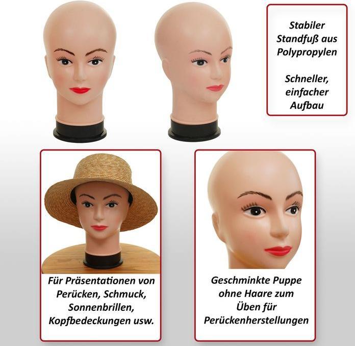Produktbild Mendler 2x Mannequin-Kopf HWC-G81, Perückenpuppe weiblich Frau, 30cm
