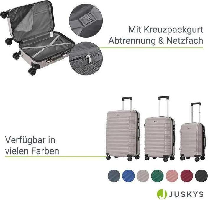 Produktbild Juskys 3-teiliges Hartschalenkoffer-Set mit 360° Rollen (120 l, M (50 - 90l), XL (ab 115l))