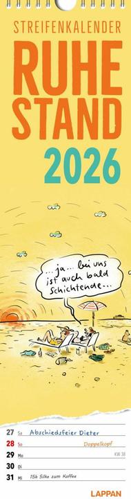 Actual product image Ruhestand Streifenkalender 2026: Monatskalender für die Wand (Hardcover, German)