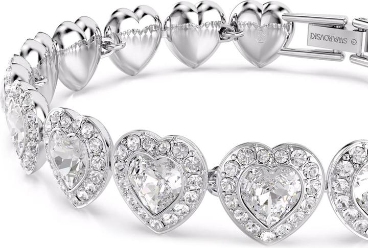 Actual product image Swarovski x Ariana Grande Tennis Armband Verschiedene Schliffe Herz Weiss Rhodiniert (22 cm, Swarovski Metal)