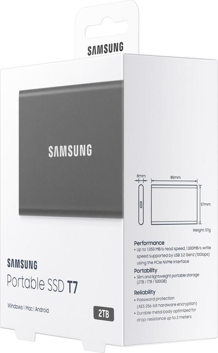 Actual product image Samsung Portable T7 Titan Grey (2000 GB)