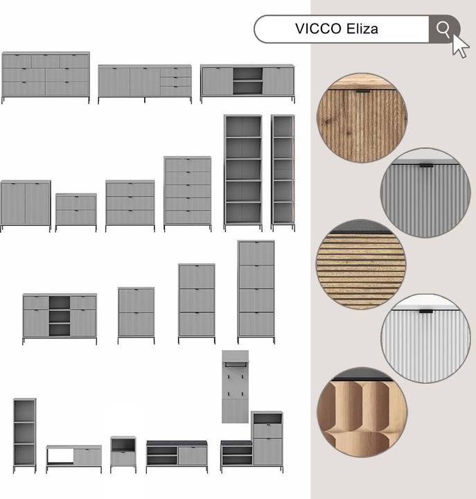 Actual product image Vichy Bedside table Eliza, Grey, 40 x 55 cm with 1 drawer