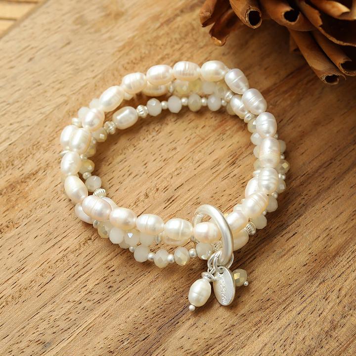 Andreani Armband mit Anhänger aus echten Süsswasserperlen (8 cm, Steine)