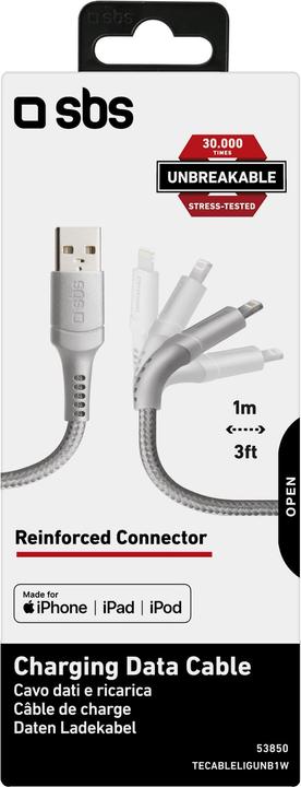 Produktbild SBS Kabel USB 2.0 Lightning - Unbreakable Collection (1 m, USB 2.0)