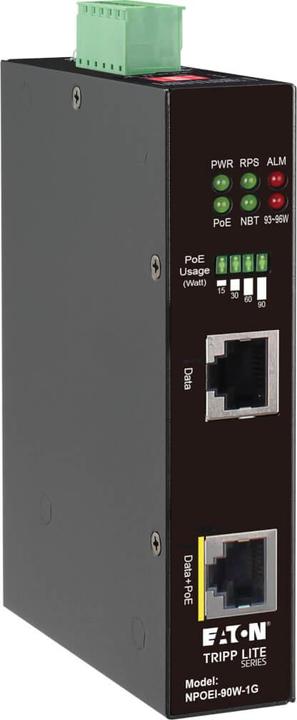 Eaton Injecteur PoE Gigabit Ethernet industriel 90W PoE++ 802.3bt Midspan -40 to +75 DIN ra (UPOE, 90 W)