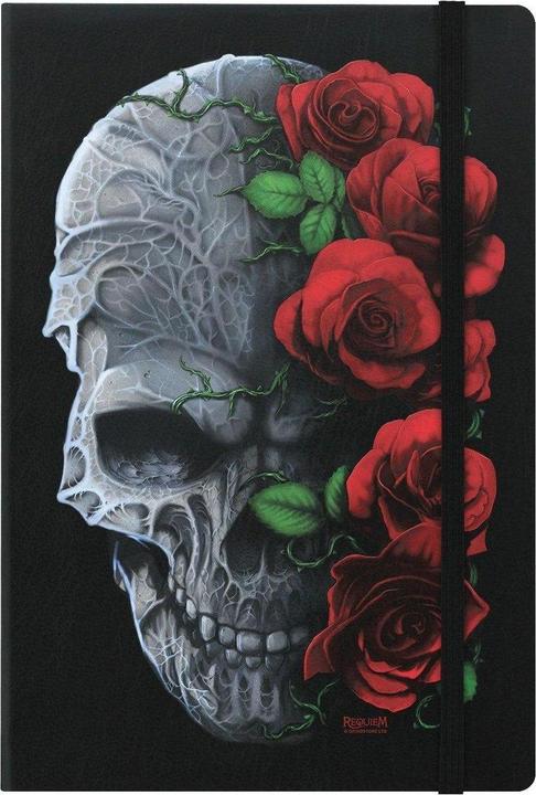 Produktbild Requiem Collective A5Notizbuch Immortal Bloom mit Totenkopf und Rosenmotiv Hardcover (A5, Kariert, Harter Einband)